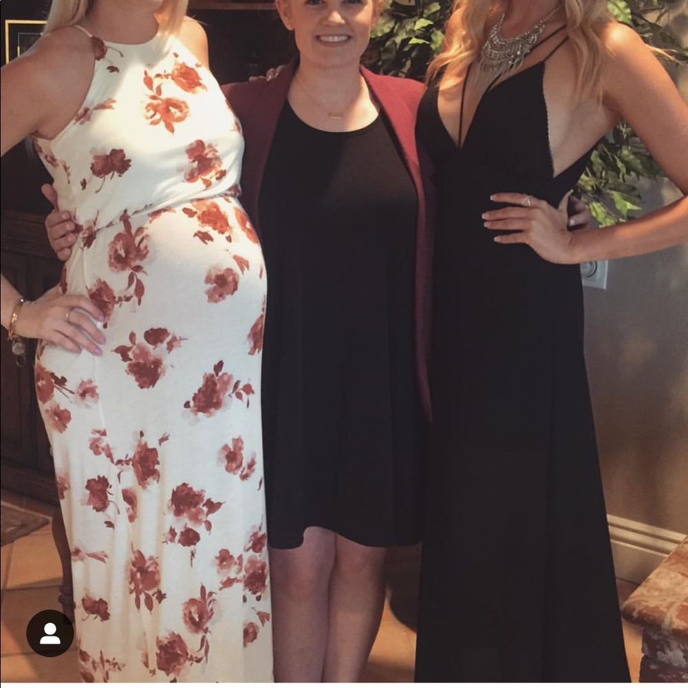 Black Deep-V spaghetti strap maxi dress